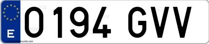 Ejemplo de matrícula española 0194 GVV