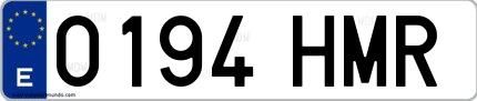 Ejemplo de matrícula española 0194 HMR