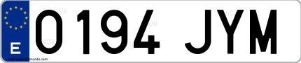 Ejemplo de matrícula española 0194 JYM
