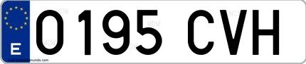 Ejemplo de matrícula española 0195 CVH