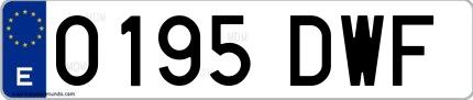 Ejemplo de matrícula española 0195 DWF
