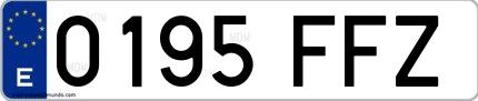 Ejemplo de matrícula española 0195 FFZ