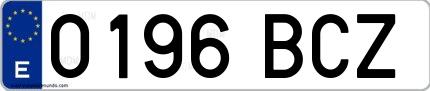 Ejemplo de matrícula española 0196 BCZ