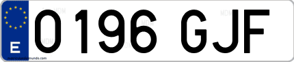 Ejemplo de matrícula de coche ordinaria 0196 GJF