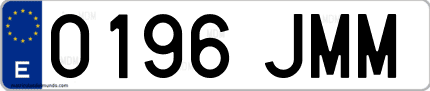Ejemplo de matrícula de coche ordinaria 0196 JMM
