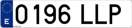 Ejemplo de matrícula española 0196 LLP