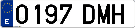 Ejemplo de matrícula de coche ordinaria 0197 DMH