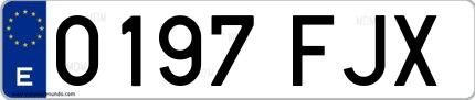 Ejemplo de matrícula de coche ordinaria 0197 FJX