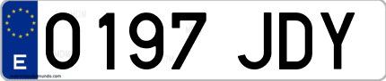 Ejemplo de matrícula de coche ordinaria 0197 JDY