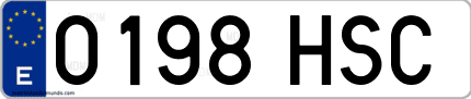 Ejemplo de matrícula de coche ordinaria 0198 HSC
