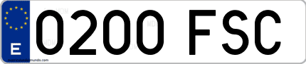Ejemplo de matrícula de coche ordinaria 0200 FSC