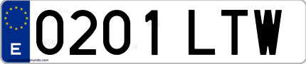 Ejemplo de matrícula de coche ordinaria 0201 LTW