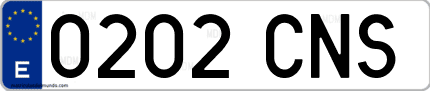 Ejemplo de matrícula de coche ordinaria 0202 CNS