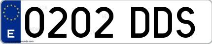Ejemplo de matrícula de coche ordinaria 0202 DDS