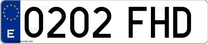 Ejemplo de matrícula española 0202 FHD