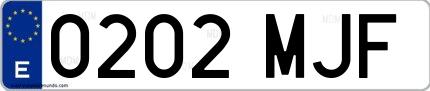 Ejemplo de matrícula española 0202 MJF