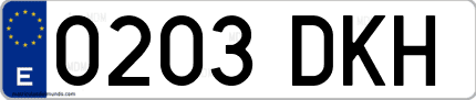 Ejemplo de matrícula de coche ordinaria 0203 DKH