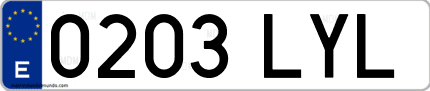 Ejemplo de matrícula de coche ordinaria 0203 LYL