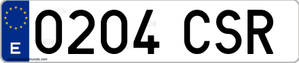 Ejemplo de matrícula de coche ordinaria 0204 CSR