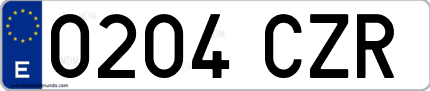 Ejemplo de matrícula de coche ordinaria 0204 CZR