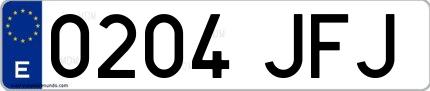 Ejemplo de matrícula de coche ordinaria 0204 JFJ