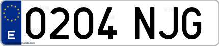 Ejemplo de matrícula de coche ordinaria 0204 NJG