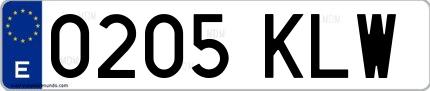 Ejemplo de matrícula española 0205 KLW