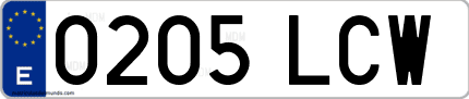 Ejemplo de matrícula de coche ordinaria 0205 LCW