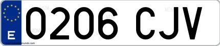 Ejemplo de matrícula española 0206 CJV