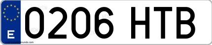 Ejemplo de matrícula española 0206 HTB
