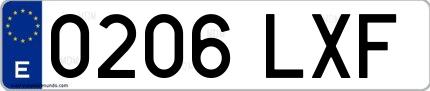 Ejemplo de matrícula española 0206 LXF