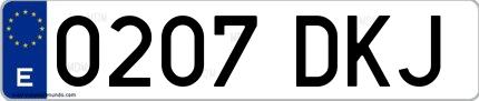 Ejemplo de matrícula española 0207 DKJ
