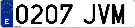 Ejemplo de matrícula española 0207 JVM