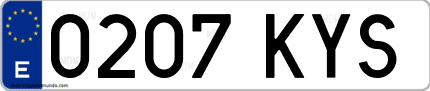 Ejemplo de matrícula de coche ordinaria 0207 KYS