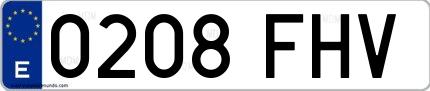 Ejemplo de matrícula española 0208 FHV