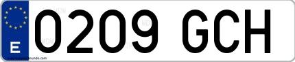 Ejemplo de matrícula española 0209 GCH