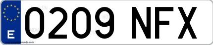 Ejemplo de matrícula española 0209 NFX