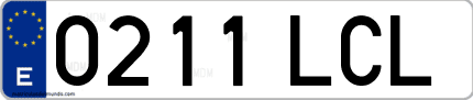 Ejemplo de matrícula de coche ordinaria 0211 LCL