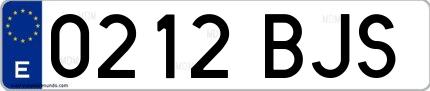 Ejemplo de matrícula española 0212 BJS