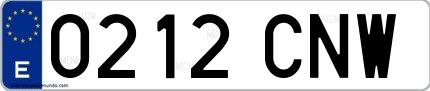 Ejemplo de matrícula española 0212 CNW