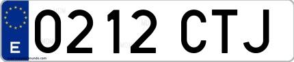 Ejemplo de matrícula española 0212 CTJ