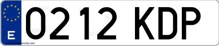 Ejemplo de matrícula española 0212 KDP