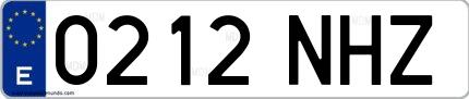 Ejemplo de matrícula española 0212 NHZ