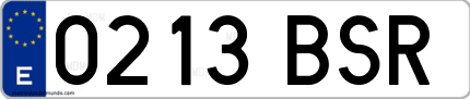 Ejemplo de matrícula de coche ordinaria 0213 BSR