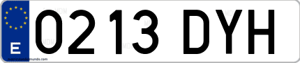 Ejemplo de matrícula de coche ordinaria 0213 DYH