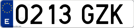 Ejemplo de matrícula de coche ordinaria 0213 GZK