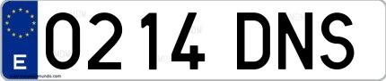 Ejemplo de matrícula española 0214 DNS