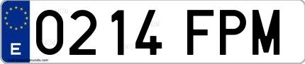 Ejemplo de matrícula española 0214 FPM