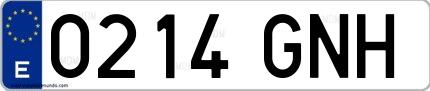 Ejemplo de matrícula española 0214 GNH