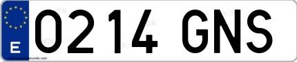 Ejemplo de matrícula española 0214 GNS